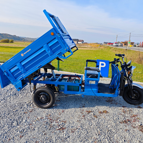 Triciclu electric cu remorca, basculabil la buton, motor 3900W, baterii 58Ah, Viteza 25km/h, Dump [9]