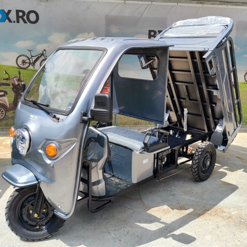 Triciclu electric cu remorca VT5, cu cabina, gri [3]