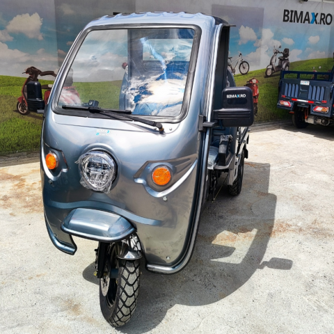 Triciclu electric cu remorca VT5, cu cabina, gri [2]