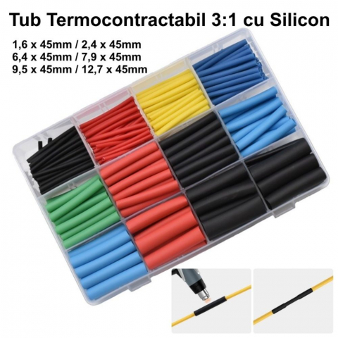 Scule si intretinere - Set Tuburi Termocontractabile 3:1 Waterproof cu Silicon, 280buc/Set