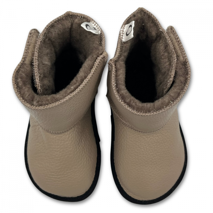 Ghete cu blana pentru copii, primii pasi, Piele Naturala, lana naturala de oi pe tricot, barefoot, Macco, Verde [5]