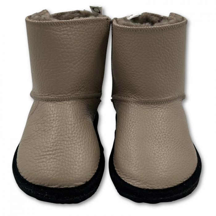 Ghete cu blana pentru copii, primii pasi, Piele Naturala, lana naturala de oi pe tricot, barefoot, Macco, Verde [3]
