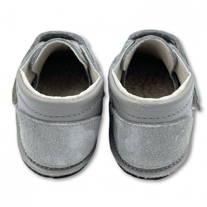 Ghete copii, primii pasi, Piele Naturala, brant lana naturala pe tricot, barefoot, Macco, Gri [4]