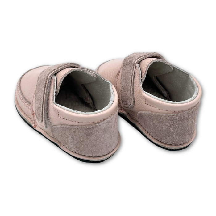 Ghete copii, primii pasi, Piele Naturala, brant lana naturala pe tricot, barefoot, Macco, Roz [2]