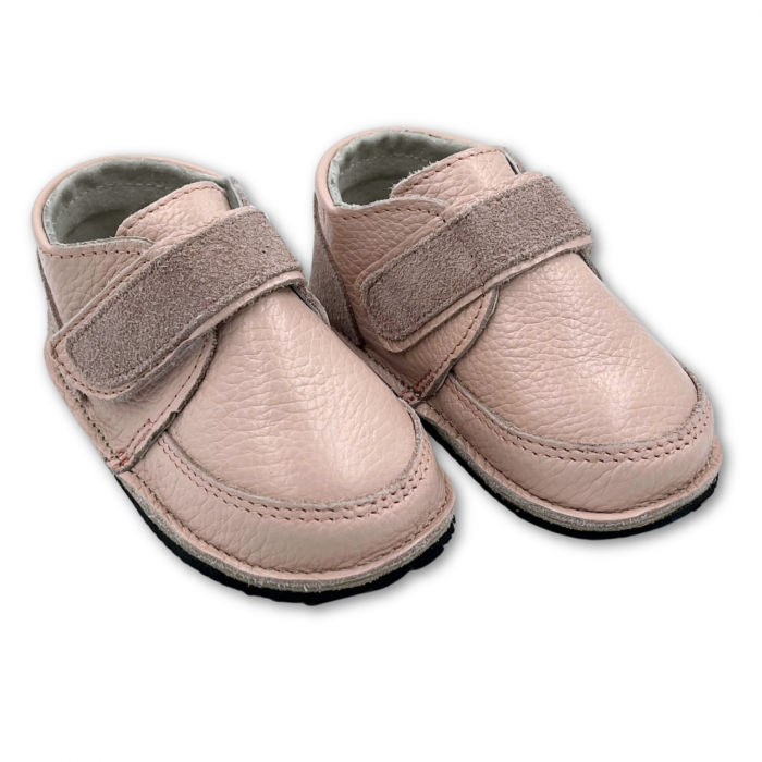 Ghete copii, primii pasi, Piele Naturala, brant lana naturala pe tricot, barefoot, Macco, Roz [1]