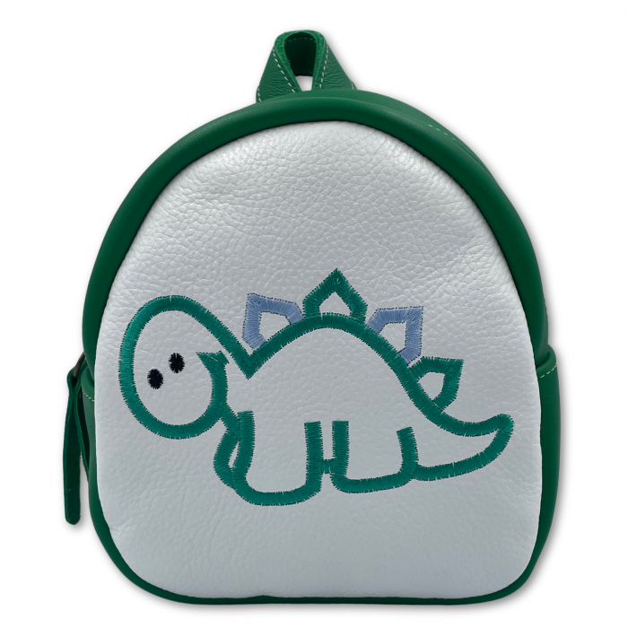 Rucsac copii, Piele Naturala, Macco, Dino, Verde/Alb [3]