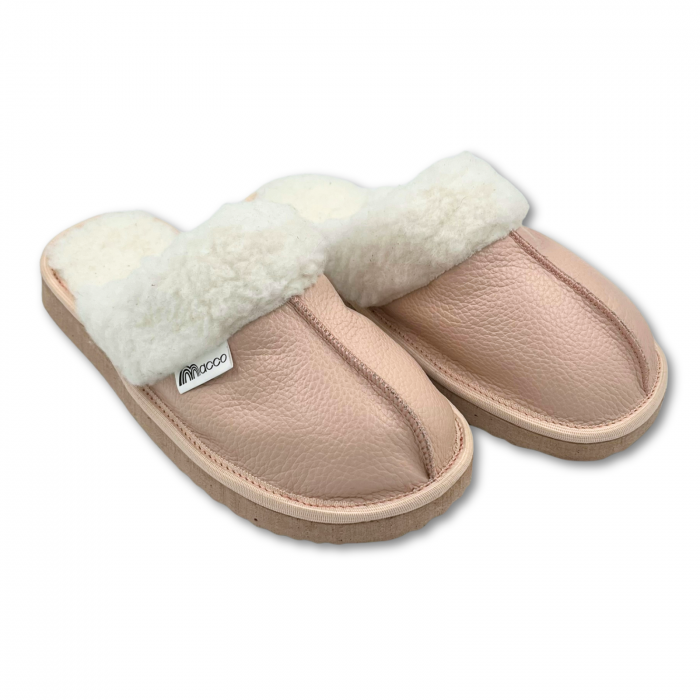 Cizme cu blana pentru copii, primii pasi, Piele Naturala, lana naturala de oi pe tricot, barefoot, Macco, Maro [1]