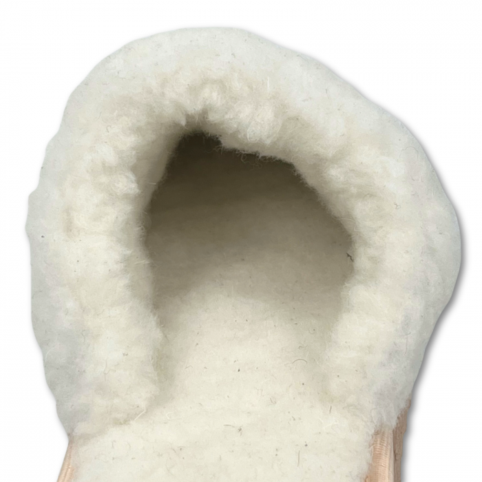Cizme cu blana pentru copii, primii pasi, Piele Naturala, lana naturala de oi pe tricot, barefoot, Macco, Maro [3]