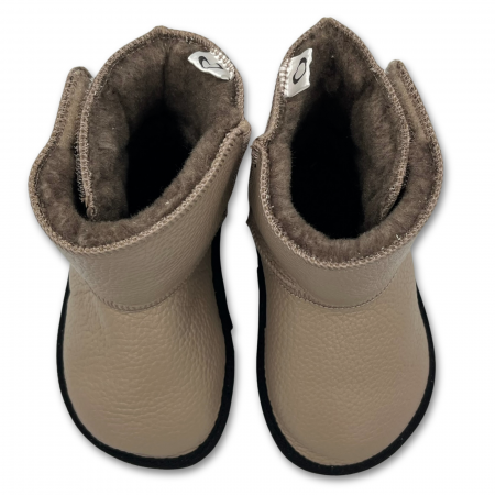 Ghete cu blana pentru copii, primii pasi, Piele Naturala, lana naturala de oi pe tricot, barefoot, Macco, Verde [4]