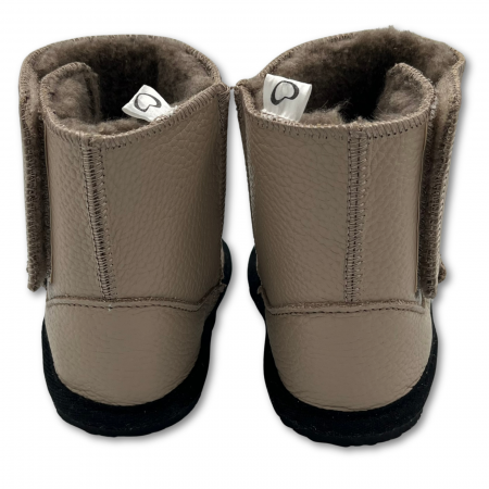 Ghete cu blana pentru copii, primii pasi, Piele Naturala, lana naturala de oi pe tricot, barefoot, Macco, Verde [3]