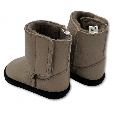 Ghete cu blana pentru copii, primii pasi, Piele Naturala, lana naturala de oi pe tricot, barefoot, Macco, Verde [1]