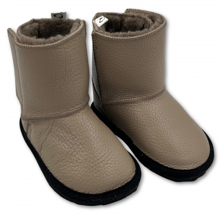 Ghete si Cizme - Ghete cu blana pentru copii, primii pasi, Piele Naturala, lana naturala de oi pe tricot, barefoot, Macco, Verde