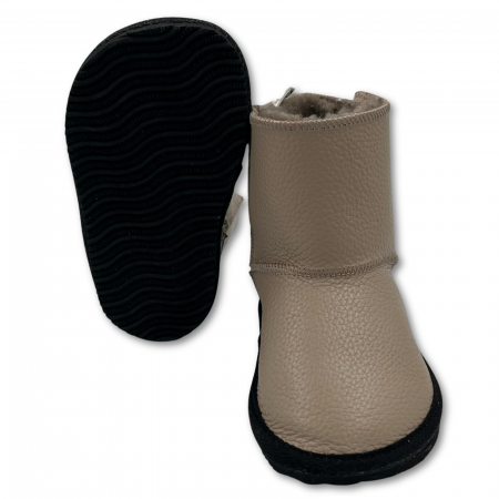 Ghete cu blana pentru copii, primii pasi, Piele Naturala, lana naturala de oi pe tricot, barefoot, Macco, Verde [5]