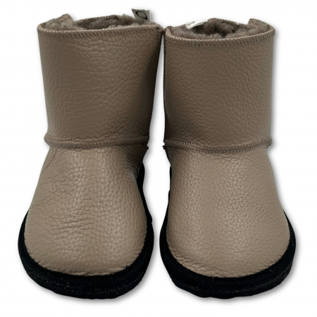 Ghete cu blana pentru copii, primii pasi, Piele Naturala, lana naturala de oi pe tricot, barefoot, Macco, Verde [2]