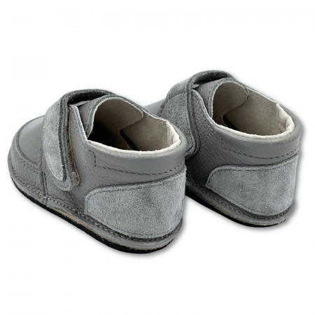 Ghete copii, primii pasi, Piele Naturala, brant lana naturala pe tricot, barefoot, Macco, Gri [1]