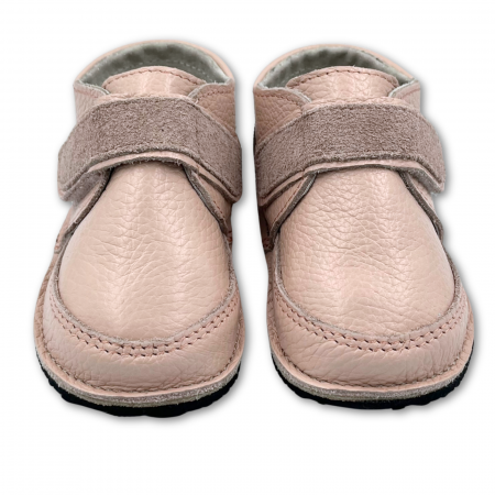 Ghete copii, primii pasi, Piele Naturala, brant lana naturala pe tricot, barefoot, Macco, Roz [2]