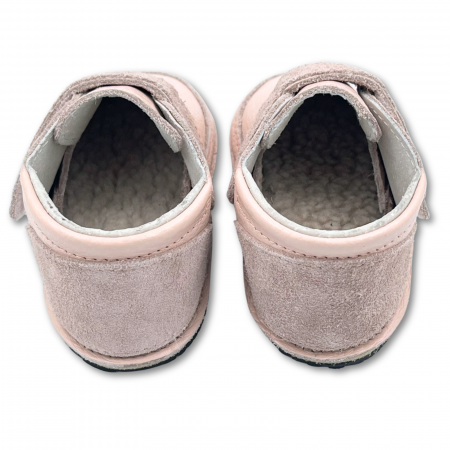 Ghete copii, primii pasi, Piele Naturala, brant lana naturala pe tricot, barefoot, Macco, Roz [3]