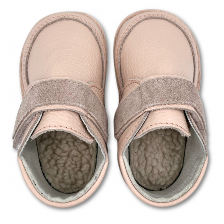 Ghete copii, primii pasi, Piele Naturala, brant lana naturala pe tricot, barefoot, Macco, Roz [4]