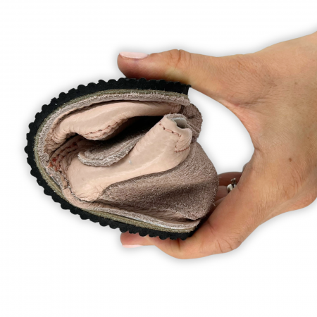 Ghete copii, primii pasi, Piele Naturala, brant lana naturala pe tricot, barefoot, Macco, Roz [6]