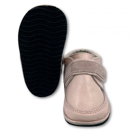 Ghete copii, primii pasi, Piele Naturala, brant lana naturala pe tricot, barefoot, Macco, Roz [7]