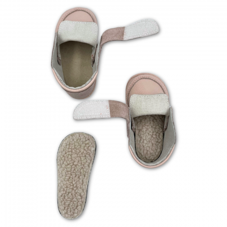 Ghete copii, primii pasi, Piele Naturala, brant lana naturala pe tricot, barefoot, Macco, Roz [8]