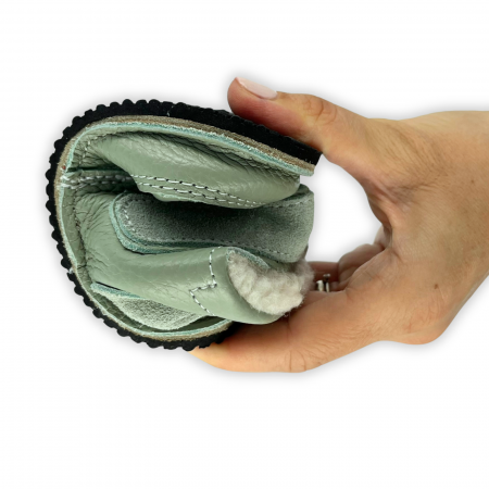 Ghete cu blana pentru copii, primii pasi, Piele Naturala, lana naturala de oi pe tricot, barefoot, Macco, Verde [8]