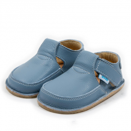 Pantofi primii pasi - Pantofi copii, primii pasi, Piele Naturala, barefoot, Dodo, Elegant, Albastru