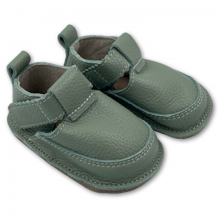 Pantofi primii pasi - Pantofi copii, primii pasi, Piele Naturala, barefoot, Macco, Elegant, Verde pal