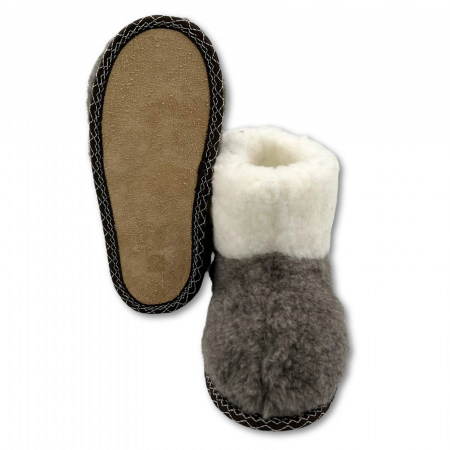 Cizme cu blana pentru copii, primii pasi, Piele Naturala, lana naturala de oi pe tricot, barefoot, Macco, Maro [4]
