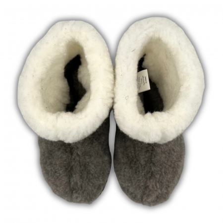 Cizme cu blana pentru copii, primii pasi, Piele Naturala, lana naturala de oi pe tricot, barefoot, Macco, Maro [5]