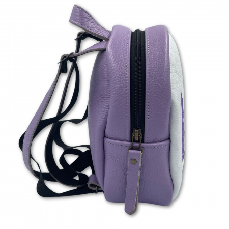 Rucsac copii, Piele Naturala, Macco, Lavanda, Mov/Alb [3]