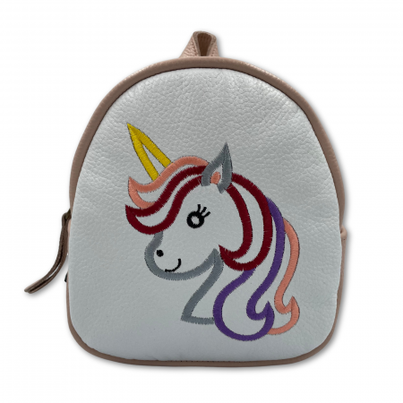 Rucsac copii, Piele Naturala, Macco, Unicorn,  Roz deschis/Alb [2]
