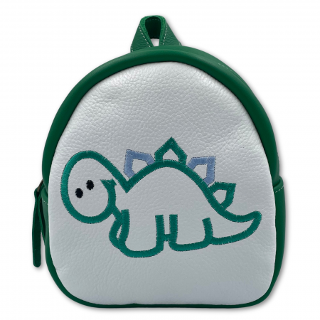 Rucsac copii, Piele Naturala, Macco, Dino, Verde/Alb [2]