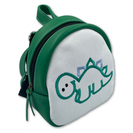 Rucsac copii - Rucsac copii, Piele Naturala, Macco, Dino, Verde/Alb