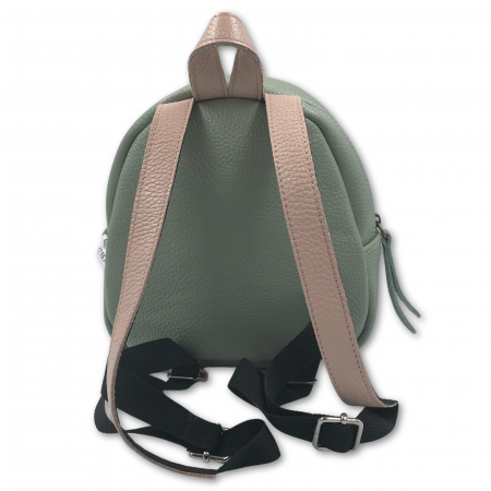 Rucsac copii, Piele Naturala, Macco, Curcubeu, Verde pal/Alb [1]