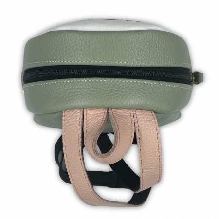 Rucsac copii, Piele Naturala, Macco, Curcubeu, Verde pal/Alb [5]