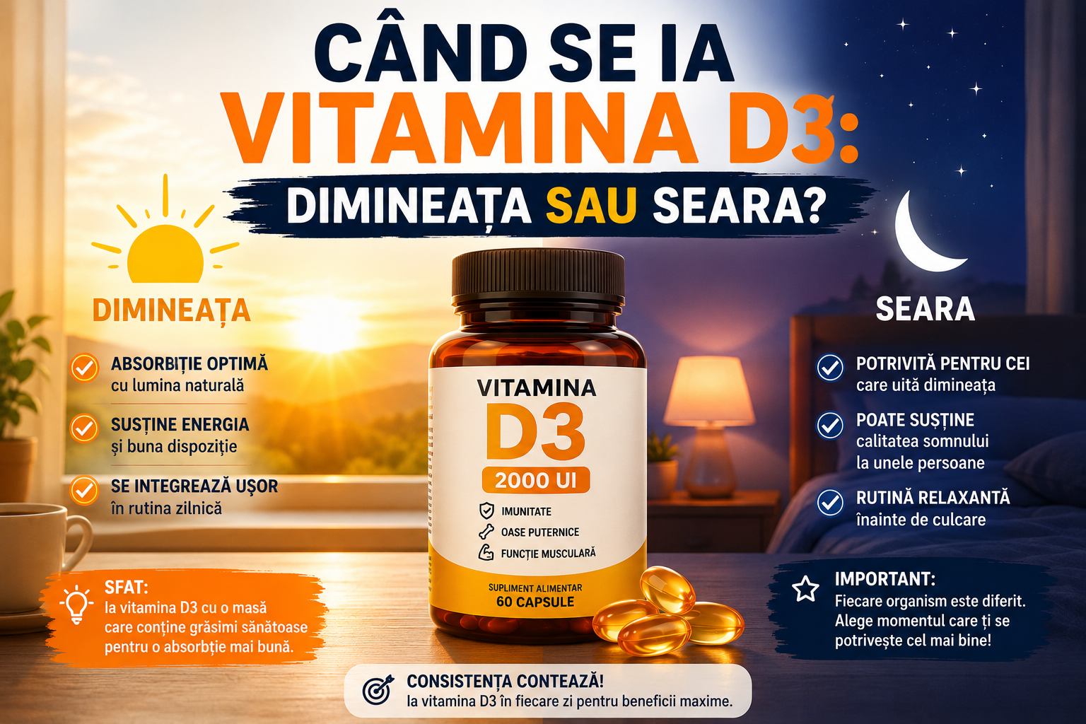 Când Se Ia Vitamina D3: Dimineața sau Seara?