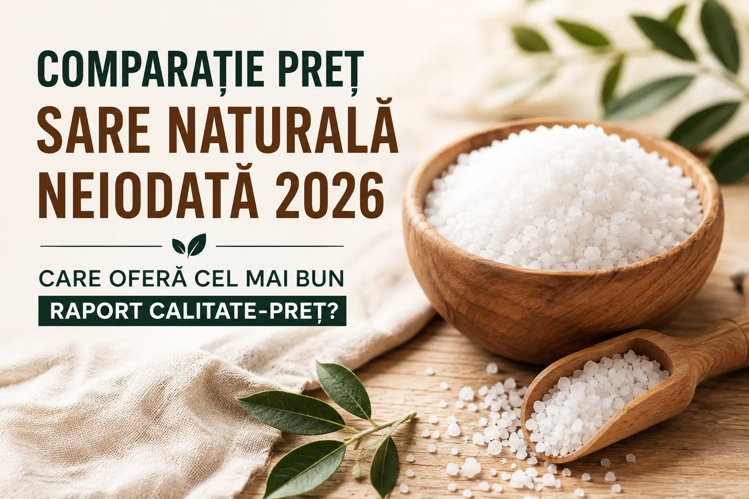 Comparație preț sare naturală neiodată 2026 – Care oferă cel mai bun raport calitate-preț?