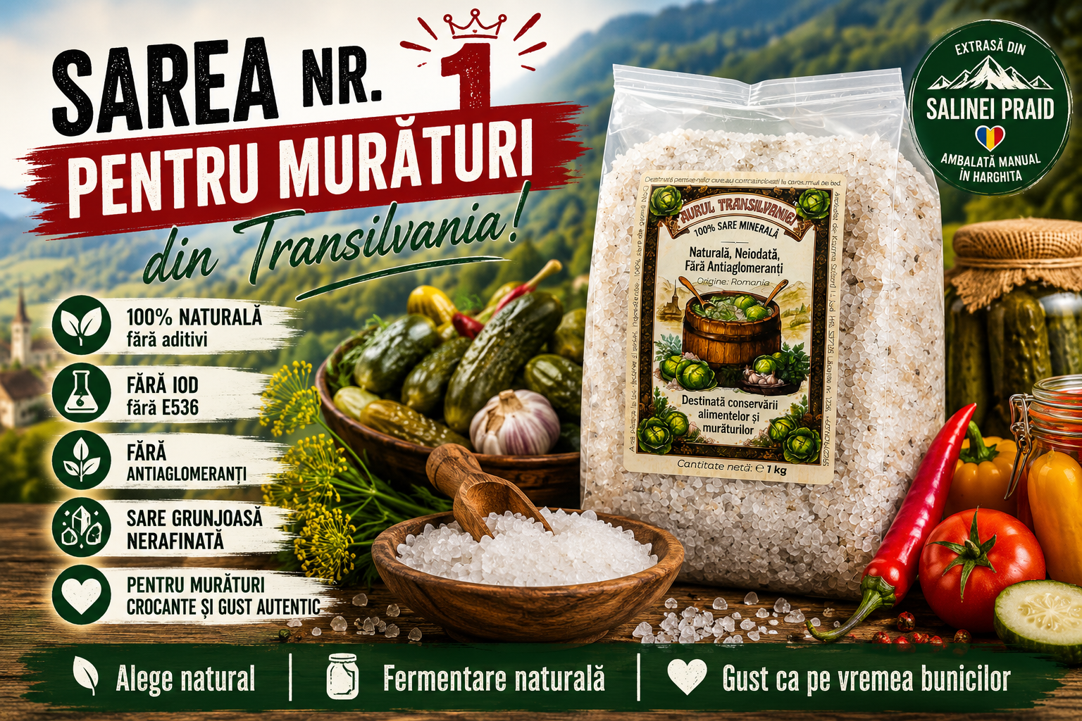 Sarea Nr. 1 pentru Murături din Transilvania – De ce tot mai mulți români aleg sarea naturală neiodată?