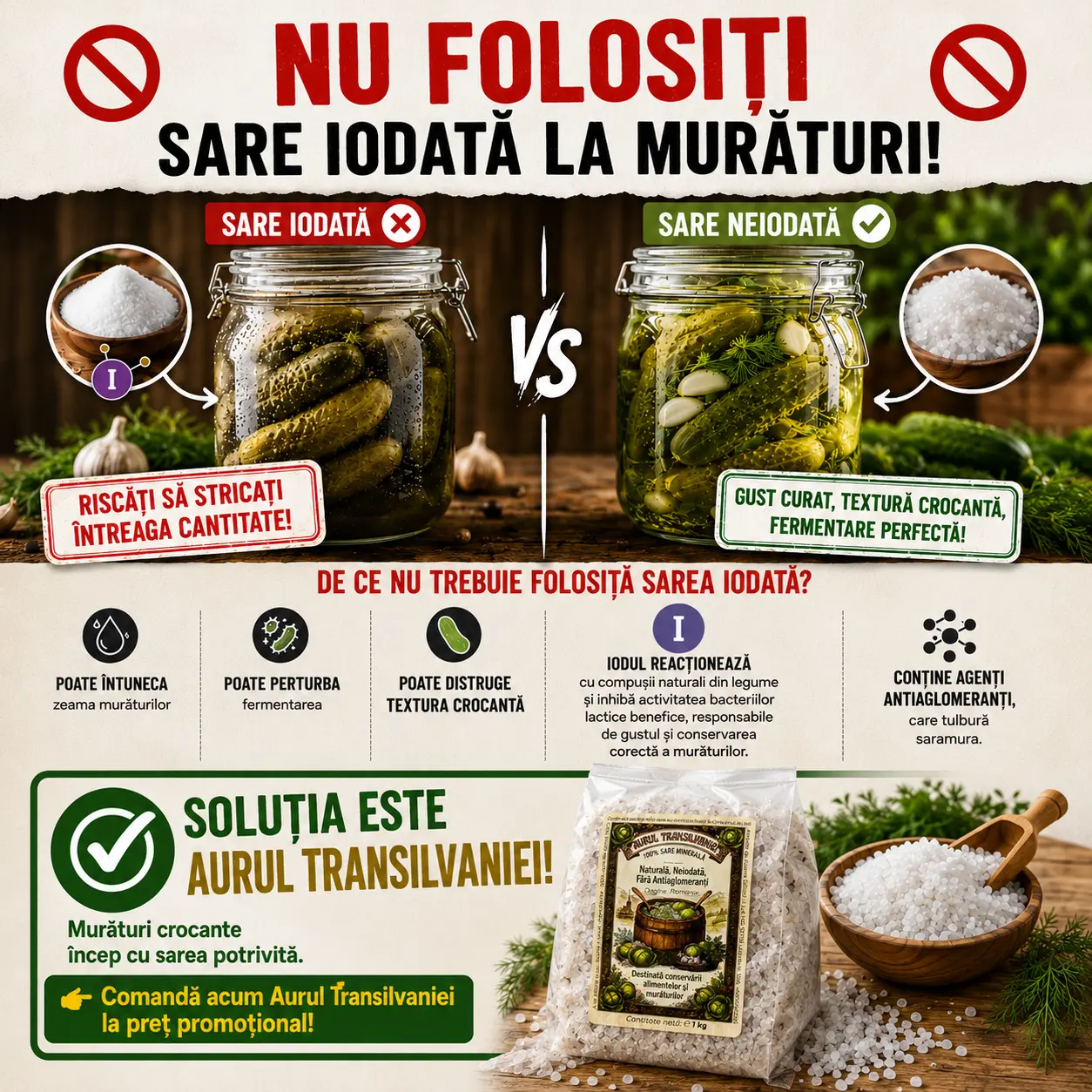 Cea mai căutată sare neiodată pentru murături în România – de ce tot mai mulți aleg Aurul Transilvaniei