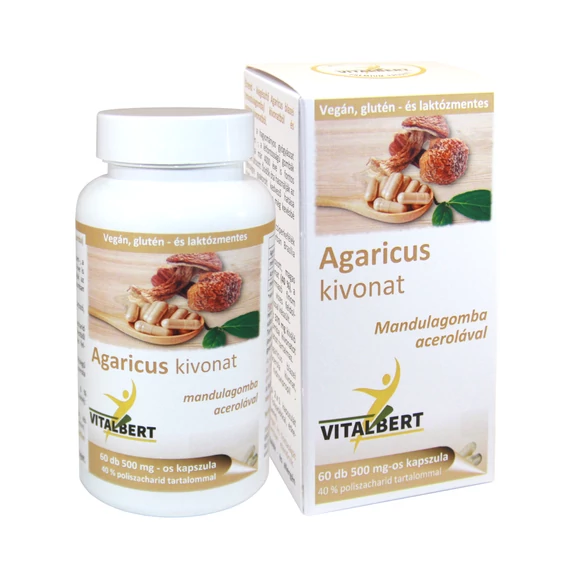 Stimulatoare ale sistemului imunitar - Agaricus Blazei (Mandulagomba) Vitalbert 60 capsule - Extract 40% Polizaharide - Imunitate și Colesterol