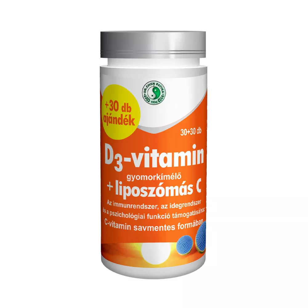 Vitamine A-Z - Dr. Chen D-MAX Vitamina C Lipozomală + D3 (4000 UI) – Capsule 60 buc.