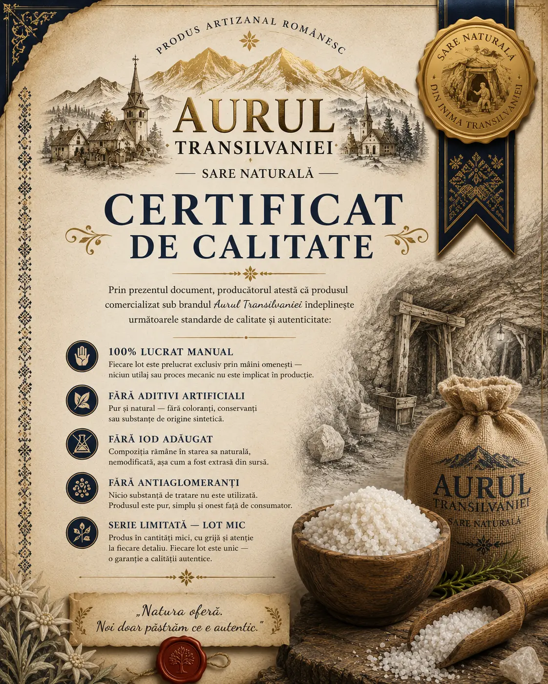 Aurul Transilvaniei - Sare Naturală din Transilvania, Neiodată, 500g [2]