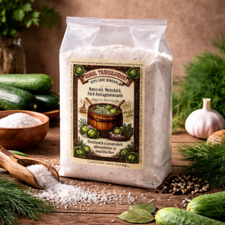 Săruri naturale - Aurul Transilvaniei – Sare Naturală Neiodată 1kg | Praid & Nireș | Fără E-uri | Murături