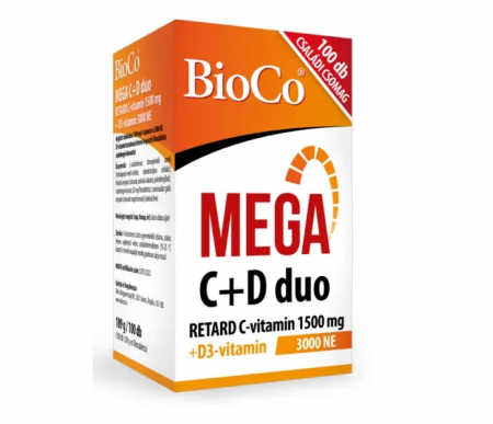 Articulații, Mușchi şi Oase - BIOCO MEGA C+D DUO RETARD VIT C 1500 MG + VIT D3 3000 UI COMPRIMATE FILMATE 100 BUC