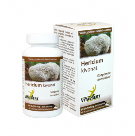 Digestie și Probiotice - Capsule cu extract de ciuperca medicinala Hericium (Coama Leului), 500 mg (doza pentru o luna), 60 capsule