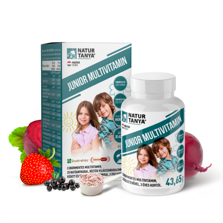 Stimulatoare ale sistemului imunitar - JUNIOR MULTIVITAMIN - fără zahăr și aditivi, 20 de nutrienți organici, soc negru, pudră de suc de sfeclă roșie, aromă naturală și delicioasă de căpșuni, pentru copii de la 3 ani