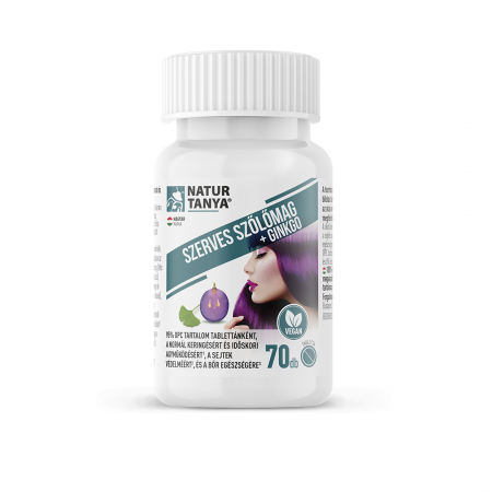 Sănătate cardiovasculară și arterială - Seminte organice de struguri și Ginkgo biloba. Tablete standardizate cu 95% OPC, 24% glicozide flavonice și 6% terpene lactone.