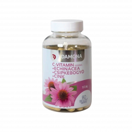 Stimulatoare ale sistemului imunitar - Vitamina C 1000mg + echinacea + măceșe + zinc 80 tabl.