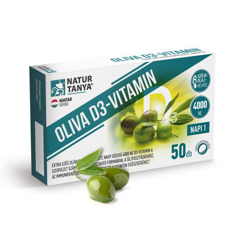 Stimulatoare ale sistemului imunitar - Vitamina D3 de inalta calitate, dizolvata in ulei de masline extravirgin, intr-o doza mare (4000 NE) pentru o absorbtie optima  50 capsule moi